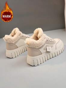 1 Pair High-Quality Women's Winter Multifunctional Fashion Casual Thermal Lined Thick Sole High-Top Snow Boots, Outdoor Sports Casual Shoes For Daily Wear - Khaki - View 5