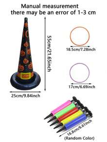 11 Stück/6 Stück/4 Stück Halloween Ring Wurfspiel Set, Halloween aufblasbarer Hexenhut Ring Wurfspiel Set, aufblasbarer Reifen Spielzeuge, für Horror Party, Innen-/Außenbereich Spiele, Hexen-Themen Feiertagsdekoration, Innen- und Außenparty Grundausstattung, Familien Versammlungs-Spielzeuge, Halloween Party Spielzeuge