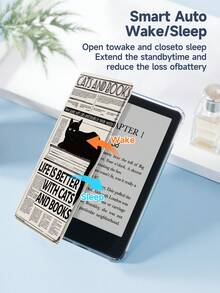 一套报纸猫咪图案平板电脑保护套,兼容 iPad 10 代、iPad 10.2/Mini 6/Mini 7/9.7、Galaxy Tab A9 Plus、Kindle(11 代 - 2024 年)、Kindle Paperwhite(12 代 - 2024 年),时尚简约设计,绝佳节日礼物 - 彩色 - 查看 10