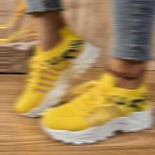 Lightweight Women Running Shoes With Memory Foam Comfortable Sneakers For Walkingand Gym Training - 黃色 - 查看 6