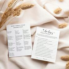 DHerZii Prints Baby Shower Family Feud Game Cards 50 Pack Baby Shower Game Cards With Answer Sheet Minimalist Design Baby Family Feud10 - 寶貝家庭紛爭 - 查看 3
