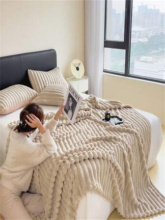 1 件条纹柔软舒适毛毯，适合沙发、床、家居使用、所有季节、圣诞节、万圣节、母亲节礼物、卧室装饰、露营、羊毛混纺毛绒盖毯