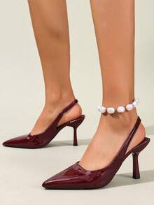 2025 Herbst Neue Burgunderrot einfarbige sexy Lackleder Schnallen Frauen High Heel Pumps, geeignet für Hochzeit, Party, Büro, Outdoor, Frühling/Sommer/Herbst