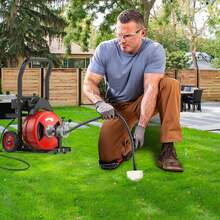 Máquina de Limpieza de Drenaje, 750W Máquina Destapador de Cañeria con 30 Meter x 3/4 Pulgadas Cable, 6 Cortadores, Interruptor de Pedal Neumático, Adecuada para Tuberías de 10 a 20cm - 100 pies x 3/4 de pulgada - Ver 1