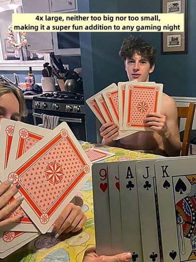 1 Set Of Super Large Creative Playing Cards, Giant Playing Cards, Large-Sized Playing Cards, Suitable For Family Gatherings, Leisure Entertainment, Parties, Magic Shows, And Christmas/Halloween/New Year Party Scenes