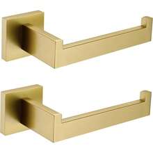 Tastos Toilettenpapierhalter, gebürstetes Gold, Toilettenpapierrollenhalter, Spender und Aufhänger, Wandmontage, für Bad und Küche, Edelstahl, moderner quadratischer Stil, 2er-Set - Mehrfarbig - Übersicht 1