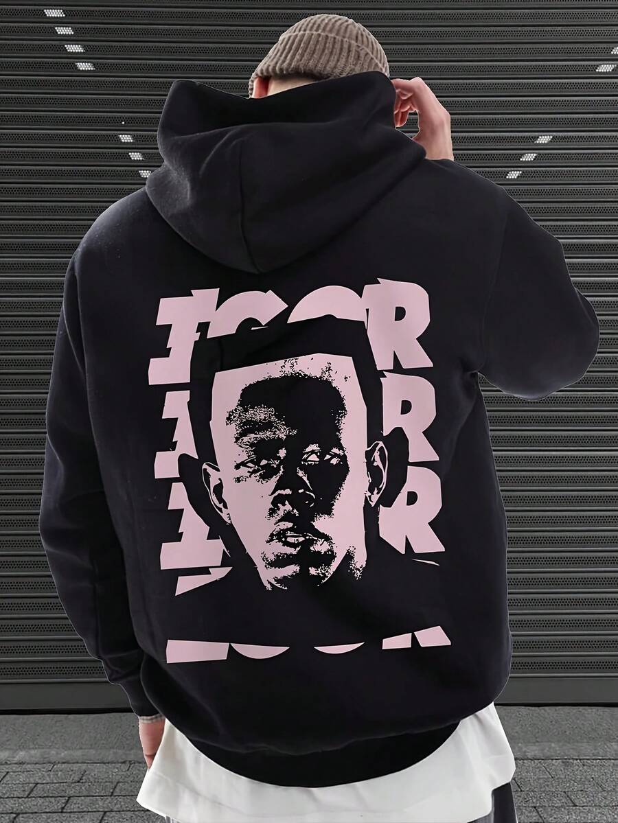 Black Hoodie With IGOR Pattern On Back, Perfect For Gym, Golf, Fishing, Camping & Casual Attire – Men's Hoodie - màu đen - Xem 1