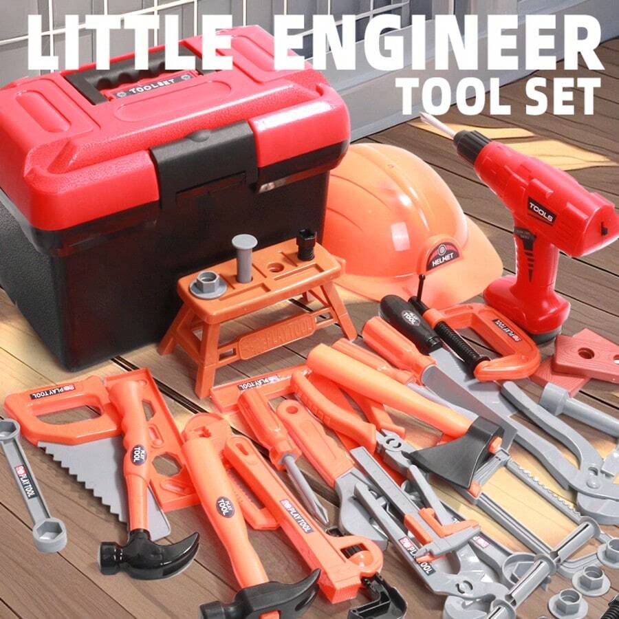 Kids Pretend Play Tool Box Toy, Simulation Educational Toy Tools For Role Play, Including Screws, Screwdrivers, Suitable For Children, Parent-Child Game Toy, Great For Birthday, Halloween/Christmas Gifts