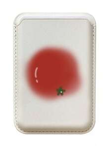 一套番茄色磁性皮革卡套，兼容苹果15 MagSafe，PU卡槽，透明手机壳带磁性卡袋