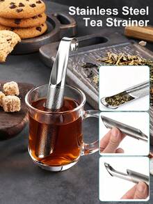 Difusores de té para té suelto, artefacto de acero inoxidable, infusor de tubería creativo, colador de malla con gancho colgante, filtros de mango largo con agujeros finos universales, difusor de intervalo para hojas de té sueltas