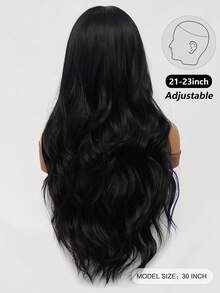 clouder Black Highlighted Blue And Gold Extra Long Curly Wig 30 Inch Cosplay Wig Halloween Christmas Wig Elegant Soft Matte Hair Loose Curls Casual Outing Street Punk Wig Rock Wig Fluffy Natural Cool Girl Synthetic Heat-Resistant Fiber Wig Suitable For Women Daily Party Wig Music Festival Wig Avant-Garde College Style Wig Modern Fashion Gothic Wig - 彩色 - 查看 3