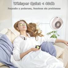 DQST Ventilador de Cuello, Ventilador de Cuello Portátil, 3 Velocidades de Viento, Recargable, Pantalla de Potencia, 5000 mAh, Batería de Larga Duración, Se Puede Utilizar en Interiores y Exteriores. - rosa - Ver 5