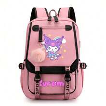 Sanrio Sanrio Kuromi Laptop Backpack For Teens And Adults. With Multiple Compartments, USB Mounting Holes, Nylon, Suitable For School, College, Travel,Back To School Surprise Gifts School Supplies School Essentials