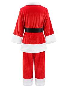 Kids Santa Claus Suit For Boys Girls Christmas Top+Pants+Belt+Hat+4 Pcs Outfits Santa Outfit New Years Holiday Party Dress UP - Red - View 5