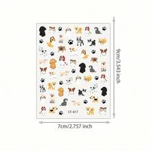 1pc 3D Relief Nail Sticker Cute Puppy Print Different Puppies Y2K Style Cute Style DIY Nail Art Creative Nail Sticker - Nhiều màu - Xem 5