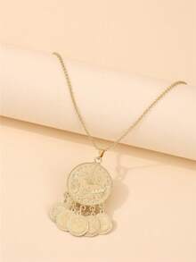 1pc 18K Gold Plated Women's Necklace With Ottoman Pattern, Middle Eastern Women's Wedding Robe Accessory, Necklace For Festive Events, Everyday Wear