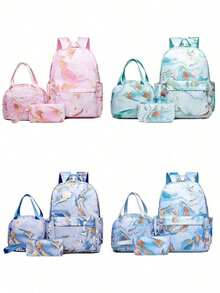 Stitch Series Cartoon Three Pieces Backpack, Waterproof And Dirt Resistant, Cute And Casual, Outdoor Travel Backpack