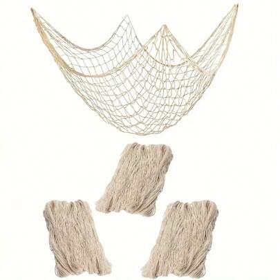 1 Pieza de red de pesca natural decorativa, decoración con tema de playa, pirata, sirena, suministros para fiesta náutica, decoración del hogar, dormitorio, sala de estar, fiesta hawaiana, estilo rústico