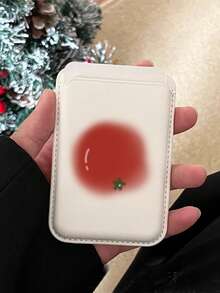 一套番茄色磁性皮革卡套，兼容苹果15 MagSafe，PU卡槽，透明手机壳带磁性卡袋