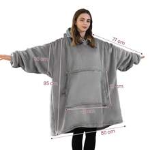 1 Bộ áo khoác chăn mặc được - Áo nỉ lông xù cỡ lớn có tay áo và túi ngoại cỡ, chăn ấm áp unisex phù hợp cho ghế sofa hoặc giường, chất liệu vải flannel thoải mái, cần thiết cho Halloween và Giáng sinh, có thể dùng làm đồ ngủ, ấm áp và dễ chịu, tuyệt vời để trang trí nhà cửa, dự tiệc và làm quà tặng Giáng sinh. - Nhiều màu - Xem 10