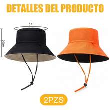2 Piezas Sombreros de Sol para Mujer Reversible, Sombrero para el Sol con Una Cuerda Desmontable a Prueba de Viento, Protección UV UPF 50+, Perfecto para Exteriores, Playa, Escalada, Camping y Pesca. - 1 - Ver 7