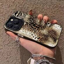 1pc Leopard Print And Zebra Print Compatible For Phone17/16/15/14/13/12/11/8/ 7ProMax/Pro/Plus/Xs Max/XS/X,For Compatible With Colored Simple  Fall Prevention Anti-Shock, Anti-Slip, Anti Drop, Camera Lens Protection, Silicone Anti Wear Phone Case - màu đen - Xem 1