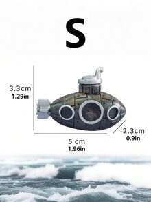 1pc Sunken Ship/Submarine Decor, Aquarium Ornament, Fish Tank Landscape Breeding Shelter - Brown - View 10