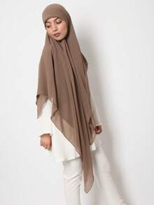 1pc Chiffon Muslim Headscarf, Solid Color Casual Scarf, Sunscreen Shawl, Beach Wrap, 140*140cm