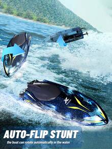 1pc Remote Control Boat With LED Lights, 2.4GHz RC Racing Boat Suitable For 8-12 Years Old, 10km/H High Speed Remote Control Speedboat, Waterproof Design For Pool & Lake, Rechargeable Battery, Summer Water Toy Gift For 3-12 Years Old Boys & Girls, Suitable For Christmas, Halloween, Easter, New Year, Birthday - Multicolor - View 9