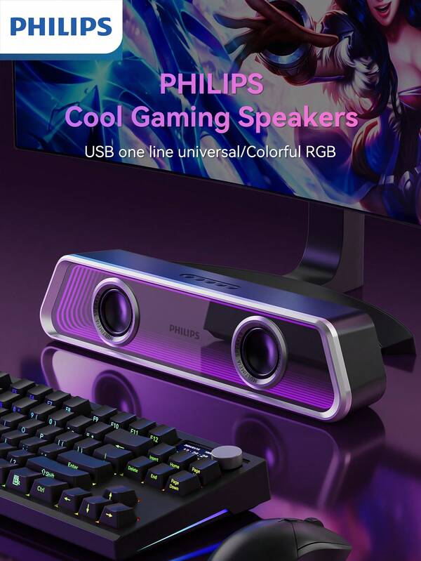 PHILIPS PHILIPS Wireless BT Speaker, Cool Gaming Speaker, Portable Design, Rich & Full Sound, Large-Capacity Battery, Durable And Long-Lasting, Perfect For Entertainment.