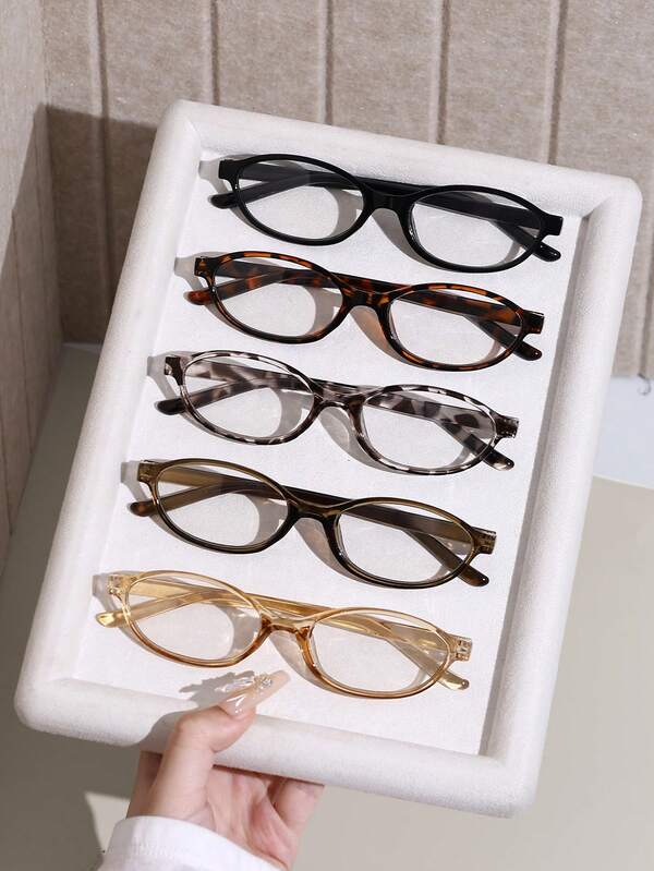 3/5pcs Women Plastic Geometric Full Frame Elegant Minimalist Shades Basics Clear Glasses Combination For Office,Street-Photography,Back-To-School Essentials,Holiday Gift,Going Out Outfit Accessories