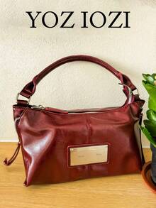 复古摩托车风格大容量女士手提包，休闲时尚设计，通勤、户外、日常购物、单肩斜挎皆宜 - 紅色 - 查看 2