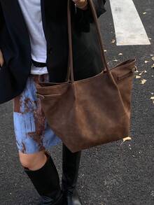 Bolsa vintage fosca de grande capacidade, nova bolsa de ombro versátil para deslocamento, bolsa tote moderna para mulheres