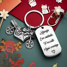 One Custom Motorcycle Slogan Keychain, Personalized Name Text Stainless Steel Motorcycle Keychain, Motorcycle Design, Birthday/Anniversary Gift For Boyfriend, Family Gift, Motorcycle Enthusiast Accessory. - Multicolor - View 7