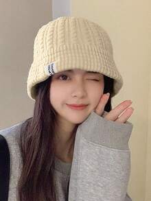 1件装新款针织毛线帽男士冬季渔夫帽大头帽男秋冬帽子男士保暖防寒帽防风盆帽