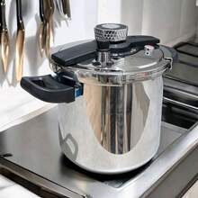 8-Litre Pressure Cooker Pot – Heavy Duty Stainless Steel Kitchen Pan, Multi-Coloured, Ideal For Stew, Soup & Rice - Default - View 2