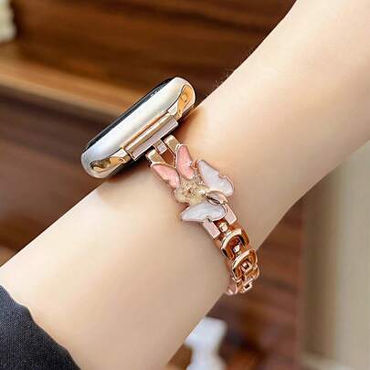 1pc Butterfly Engraved Zinc Alloy Watch Band Compatible With Apple Watch Ultra/SE/8/7/6/5/4/3/2/1, 38/40/41/42/44/45/49mm