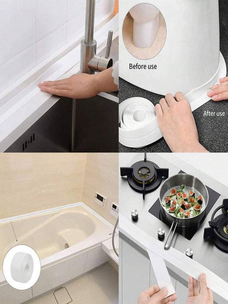 320CM PVC Waterproof Mold-Proof Sealing Tape, Self-Adhesive Caulking Tape For Kitchen & Bathroom Home Bathroom Decor Fall Decor Back To School - Multicolor - View 4