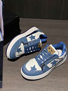 1 Pair New Artistic National Style Star Skate Shoes, Fashion Casual Sneakers For Teenagers, Sports Shoes (Note: Shoes Run Small, Suggest Ordering One Size Up)