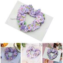 3D Flowers Greeting Card With Hollow Flowers Design Foldable Holiday Gift For Blessings Birthday Card - Purple - View 2