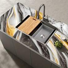 1 Roll Glossy Black Gold Marble Pattern Waterproof Oil-Proof Kitchen Sticker, Self-Adhesive Drawer Liner, Countertop Protector, Furniture Renovation Decal, Marble Wallpaper Wall Paper Wall Stickers Wall Decor Room Decor Wallpaper Stickers Wall Bedroom Decor Kitchen Decor Home Decor