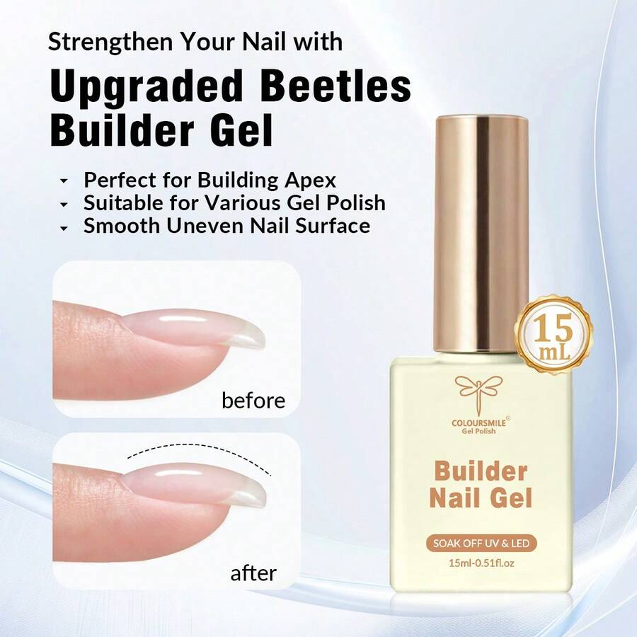 COLOURSMILE 15ml Gel sơn móng tay trong suốt dùng để làm móng chắc khỏe hơn, gel nối dài, gel lót trong chai, ngâm trong nước, gel UV LED nối dài móng - Trong sáng - Xem 1