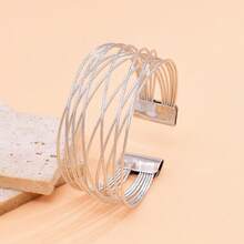 1 Peça Bracelete Bangle Minimalista Geométrico Oco e Vazado, Acessório de Luxo