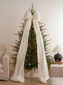 1pc Large Beige Satin Christmas Tree Bow,Wedding Decor Bow,Christmas Decorations,2025 Xmas Aesthetic,Satin Bow Tree Topper-Elegant Christmas Tree Bow In Beige/Red Oversized Bow For Christmas Winter Decor,Room Decor,Home Decor,Door Decor, Decorations Big Bow For Backdrop Birthday Party Room Wall Decor Ribbon Tie Hanging Gift Wall Decor Photo Prop Perfect For Bridal Shower Wedding Party Decor