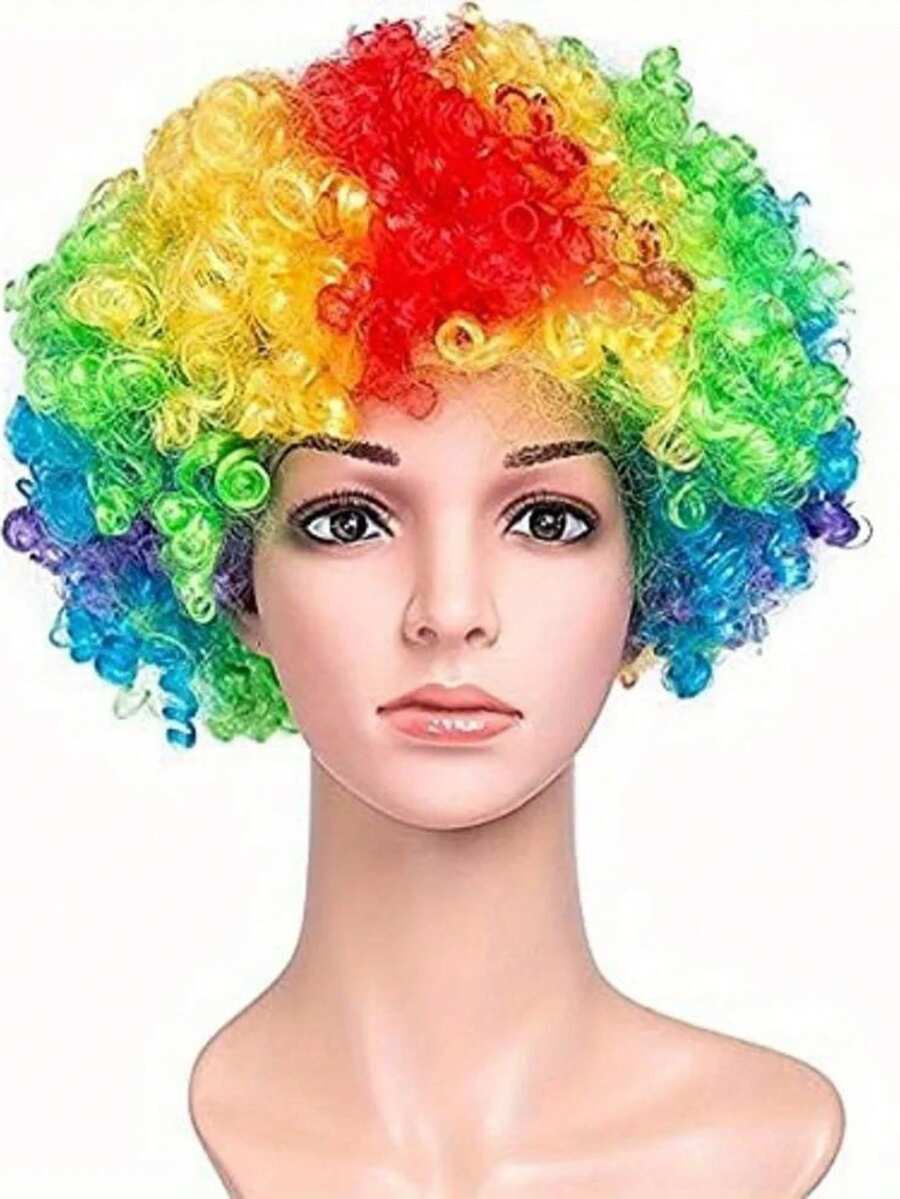 Tóc giả chú hề Afro nhiều màu sắc vui nhộn cho lễ hội - Phong cách Punk Rock, sợi Polyester, hoàn hảo cho biểu diễn cosplay và tiệc tùng - Nhiều màu - Xem 1
