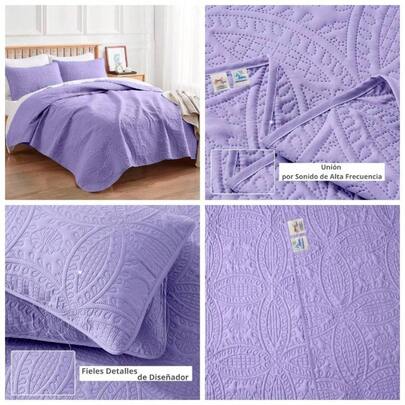 Colcha Ligera Home u2013 Lujoso Diseo de Medallones u2013 Unin por Sonido de Alta Frecuencia u2013 Suavidad de en sueos u2013 De Diseador u2013 Hipoalergnica. Blanco Matrimonial