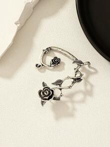 New Punk Style Earrings, Creative Gothic Dark Leaf Rose Flower Earrings For Women, Popular In Europe And America