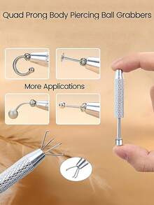 1 件不锈钢平背耳环佩戴工具 - 锥形穿孔抓取工具，用于更换珠宝，适用于耳朵、鼻子、嘴唇抓取