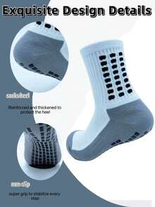1 Set Grey Football Non-Slip Socks + Leg Sleeves, Thick Wear-Resistant Odor-Resistant Sports Cycling Socks