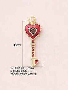 1pc Cute Heart-Shaped Copper Pendant, Handmade DIY For Necklace, Bracelet, Earrings, Suitable As Christmas Gift